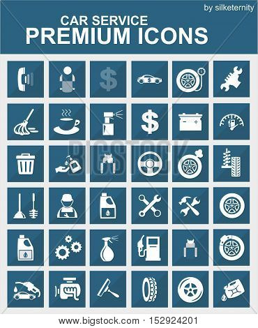 Car icon set wash automobile grey background