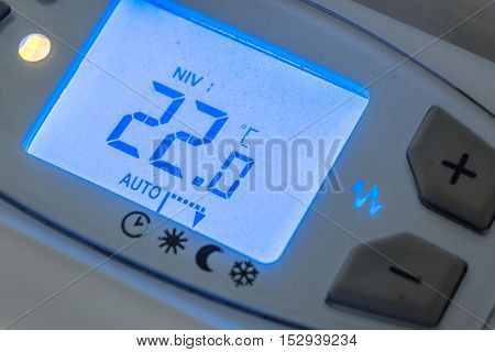 Closeup Of Modern Radiator With Digital Temperature