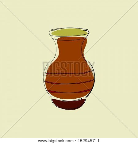 clay pot with three horizontal red stripes