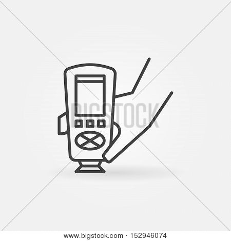 Paint thickness gauge icon. Vector car paint thickness tester measurement device sign in thin line style