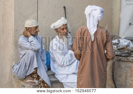 Nizwa Oman October 13th 2016: men at the gun market