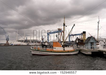 Kiel, Germany - Okt 3, 2016: View Of The Port Of Kiel In Germany