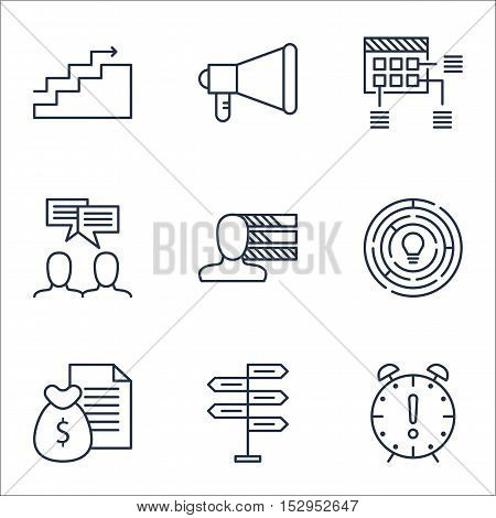 Set Of Project Management Icons On Time Management, Innovation And Opportunity Topics. Editable Vect