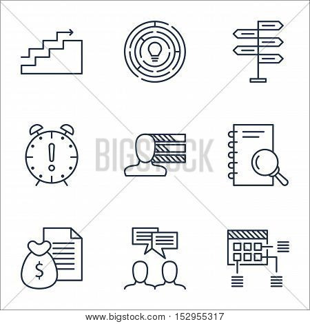 Set Of Project Management Icons On Personal Skills, Schedule And Report Topics. Editable Vector Illu