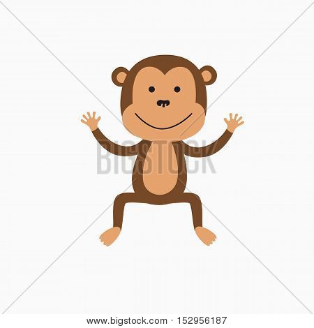 Cute baby monkey. Vector illustration for children in flat style