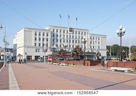 KALININGRAD RUSSIA - September 19.2008: City Hall on Victory Square in city Kaliningrad