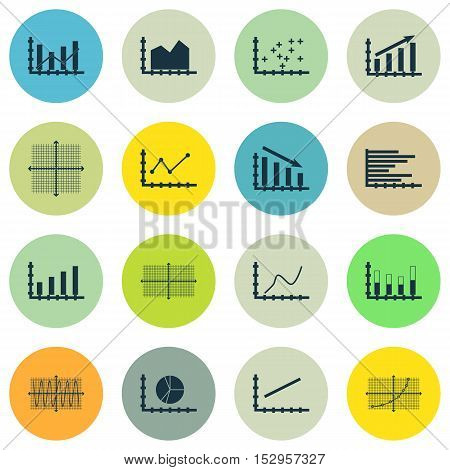 Set Of Graphs, Diagrams And Statistics Icons. Premium Quality Symbol Collection. Icons Can Be Used F