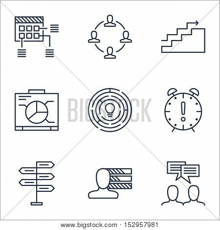 Set Of Project Management Icons On Personal Skills, Growth And Time Management Topics. Editable Vect