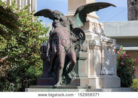 TRAPANI ITALY - AUGUST 11 2016: World War I Memorial in Trapani Sicily