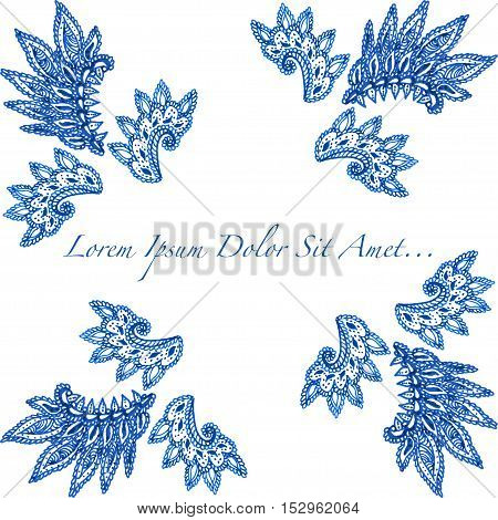 Beautiful vector ornate template for greeting or save the date card, hand drawn ethnic decorative pattern.