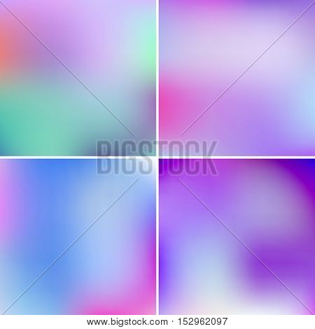 Abstract vector blurry backgrounds set, EPS 10. Colorful smooth web and devices design templates.
