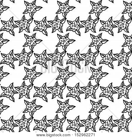 Vector abstract floral black and white seamless pattern. Textile and surface design template.