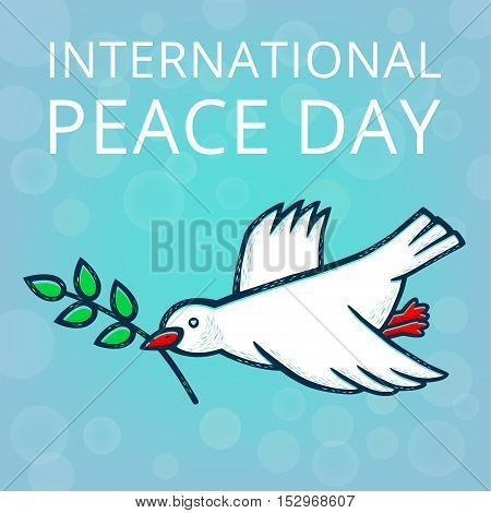 Peace dove with olive branch for International Peace Day.