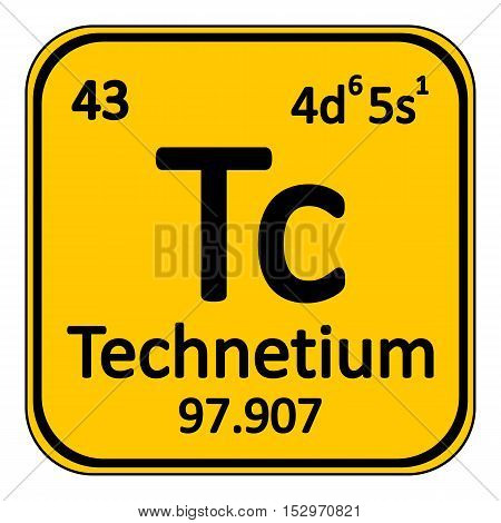 Periodic table element technetium icon on white background. Vector illustration.