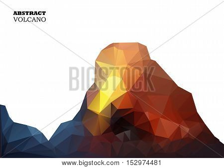 Volcano In Low Polygon Style. Abstract Background For Design.vector Illustration