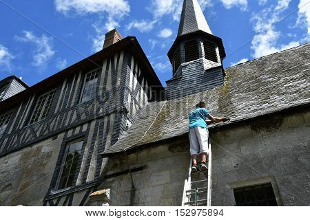Sahurs France - june 22 2016 : slater on the Marbeuf manor