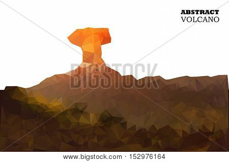 Volcano In Low Polygon Style. Abstract Background For Design.vector Illustration