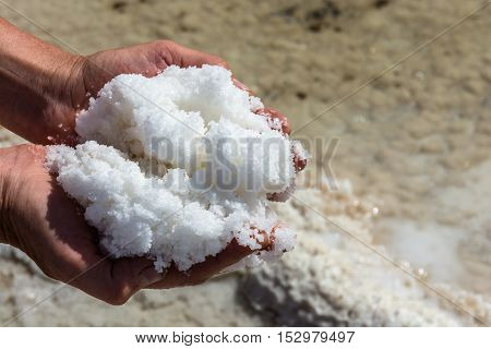 The white salt of lake Baskunchak Nizhniy Baskunchak Arkhangelsk oblast Russia.