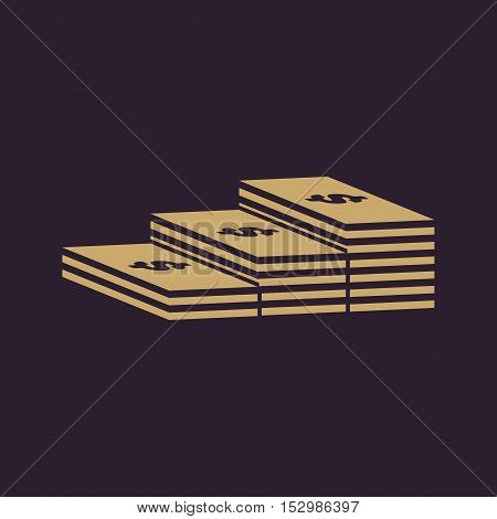 The stack of banknotes icon. Greenback, bank note, money symbol. Flat Vector illustration