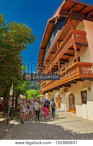 KONIGSEE, BAVARIA GERMANY - 10 Aug 2016: Konigsee Bavarian Village Beer Garden