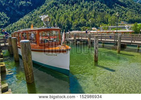 KONIGSEE, BAVARIA GERMANY - 10 Aug 2016: Konigsee Bavarian Lake Boat Cruise