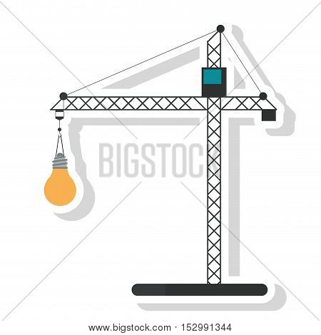 Crane holding light bulb icon. tool instrument repair and construction theme. Isolated design. Vector illustration