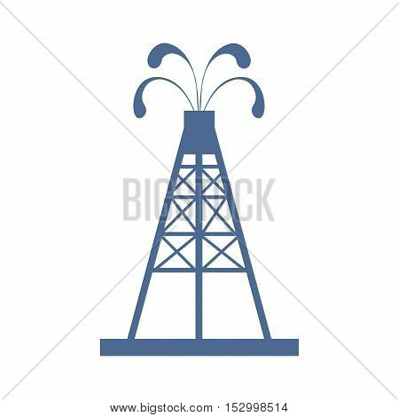 Stylized Icon Of The Oil Rig With Fountains Spurting Up Oil With Oil