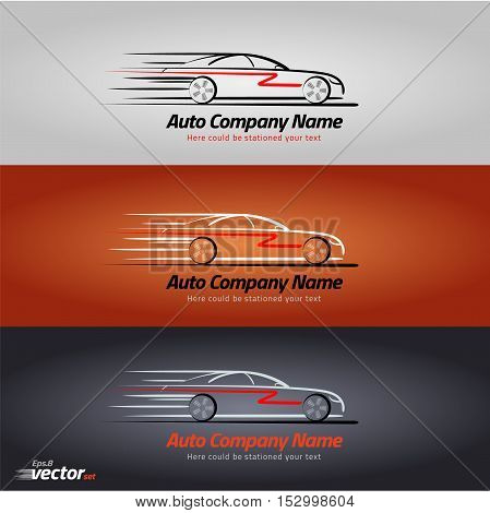 Car in the form of lines of silhouette, in movement. eps 8