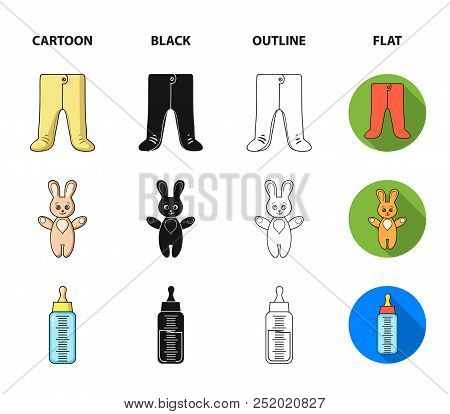 Stroller, Bottle With A Pacifier, Toy, Sliders.baby Born Set Collection Icons In Cartoon, Black, Out