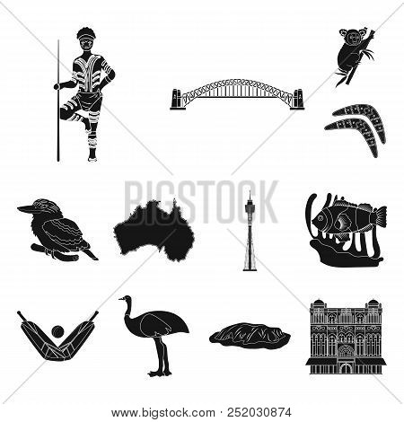Country Australia Black Icons In Set Collection For Design.travel And Attractions Vector Symbol Stoc