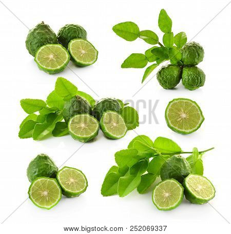 This Is Kaffir Lime On White Background