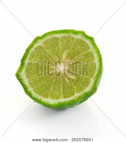 A Kaffir Lime Isolated On White Background