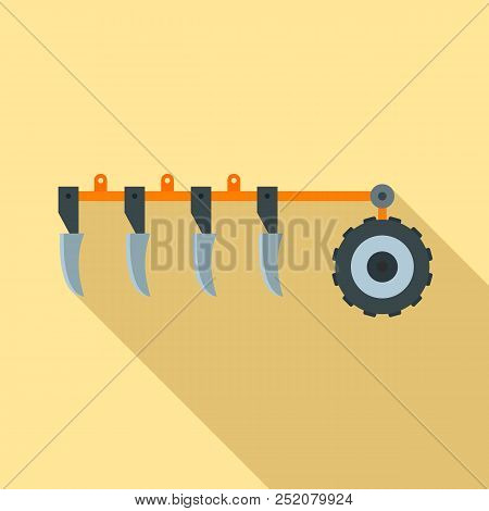 Tractor Plow Icon, Flat Style Illustration Web