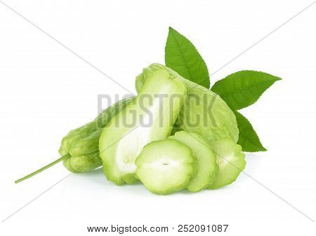 Chayote,whole Fresh Chayote Isolated On White Background