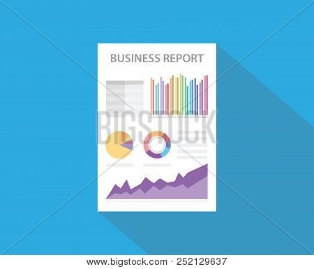 Business Report With Paper Document And Graph And Data Chart Vector Graphic Illustration