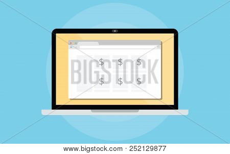 Sell Digital Product On Website Internet On Laptop Screen Vector Illustration