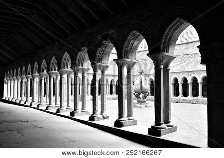 A View Of The Architectural Detail Around The Cloister Inside The Historic Abbey On Iona