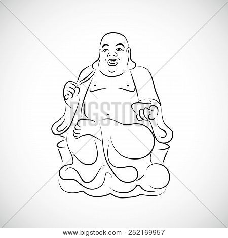 Big Thai Buddha Statue Drawing Vector Illustration