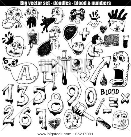 stora vektor set: doodle & nummer