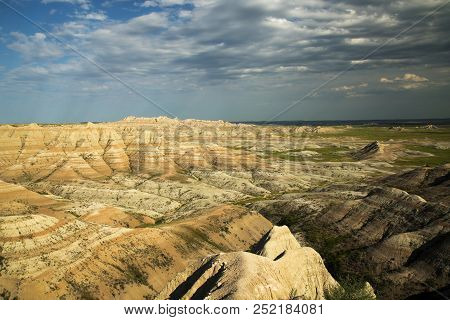 Late Afternoon View From Badlands National Park In South Dakota