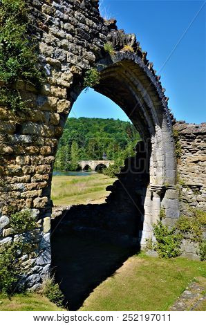 A View Of The Extensive Ruins Of The Medieval Kirkham Priory In North Yorkshire