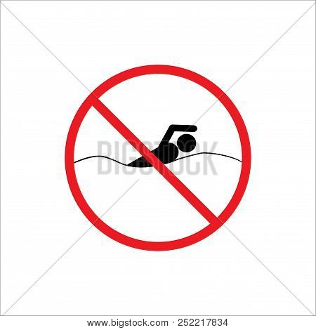 Do Not Swim Icon. Symbol Danger On Sea, Ocean, River. Restriction Signpost For Swimmers. Warning Of 