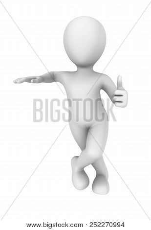 3d Man Shows Thumbs Up Gesture. 3d Illustration