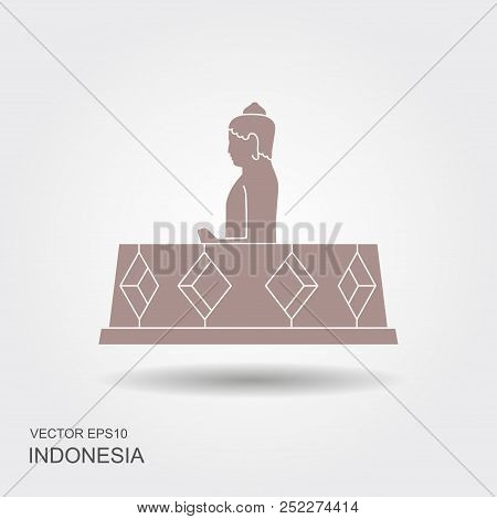 Borobudur Ancient Temple. Indonesia Landmark Icon Vector