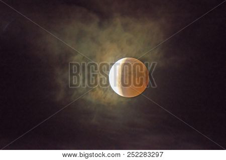 The Total Eclipse Of The Moon In 2018.
Night Sky. The Total Moon Overflowed In 2018. Eclipse Observe