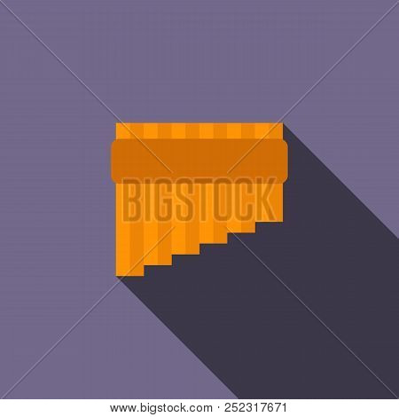 Pan Flute Icon In Flat Style On A Violet Background