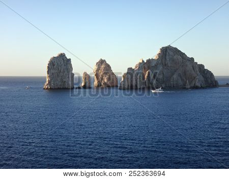Scene Of Cabo San Lucas From A Cruise Ship. Baja California, Mexico.