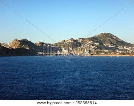 Scene Of Cabo San Lucas From A Cruise Ship. Baja California, Mexico.