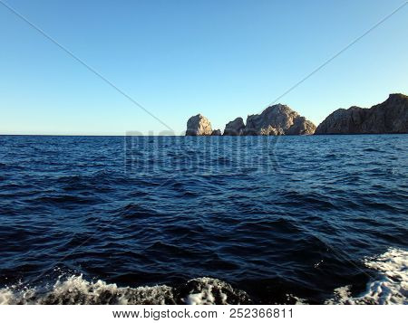 Scene Of Cabo San Lucas From A Cruise Ship. Baja California, Mexico.