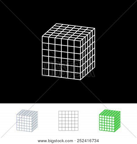Cube Wireframe. Vector Outline Illustration. Dimetric Projection.